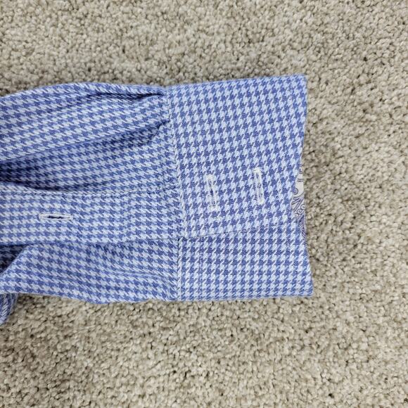 Ted Baker Endurance Button Up Shirt Mens 16 34/35 Blue Houndstooth Paisley Cuffs - Picture 7 of 16